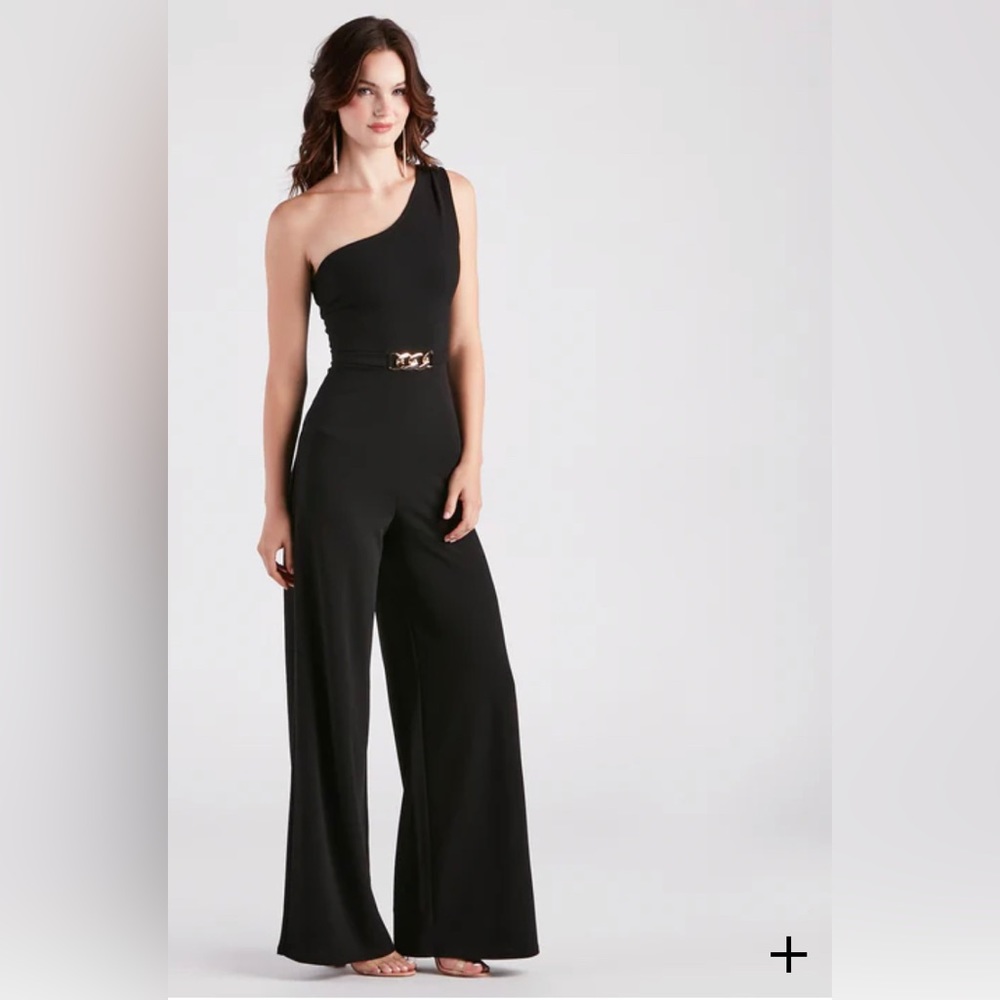Black one shoulder jumpsuit